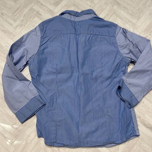 Bonpoint blue striped button down shirt, size 4 - Picture 4 of 4